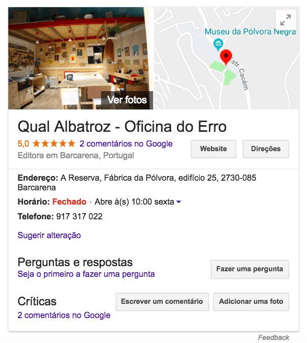 My business - Qual Albatroz no Google