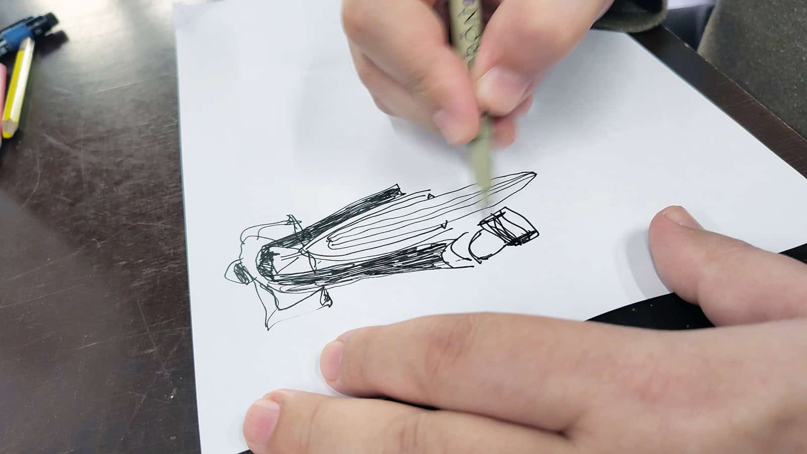 Começar o desenho à distância