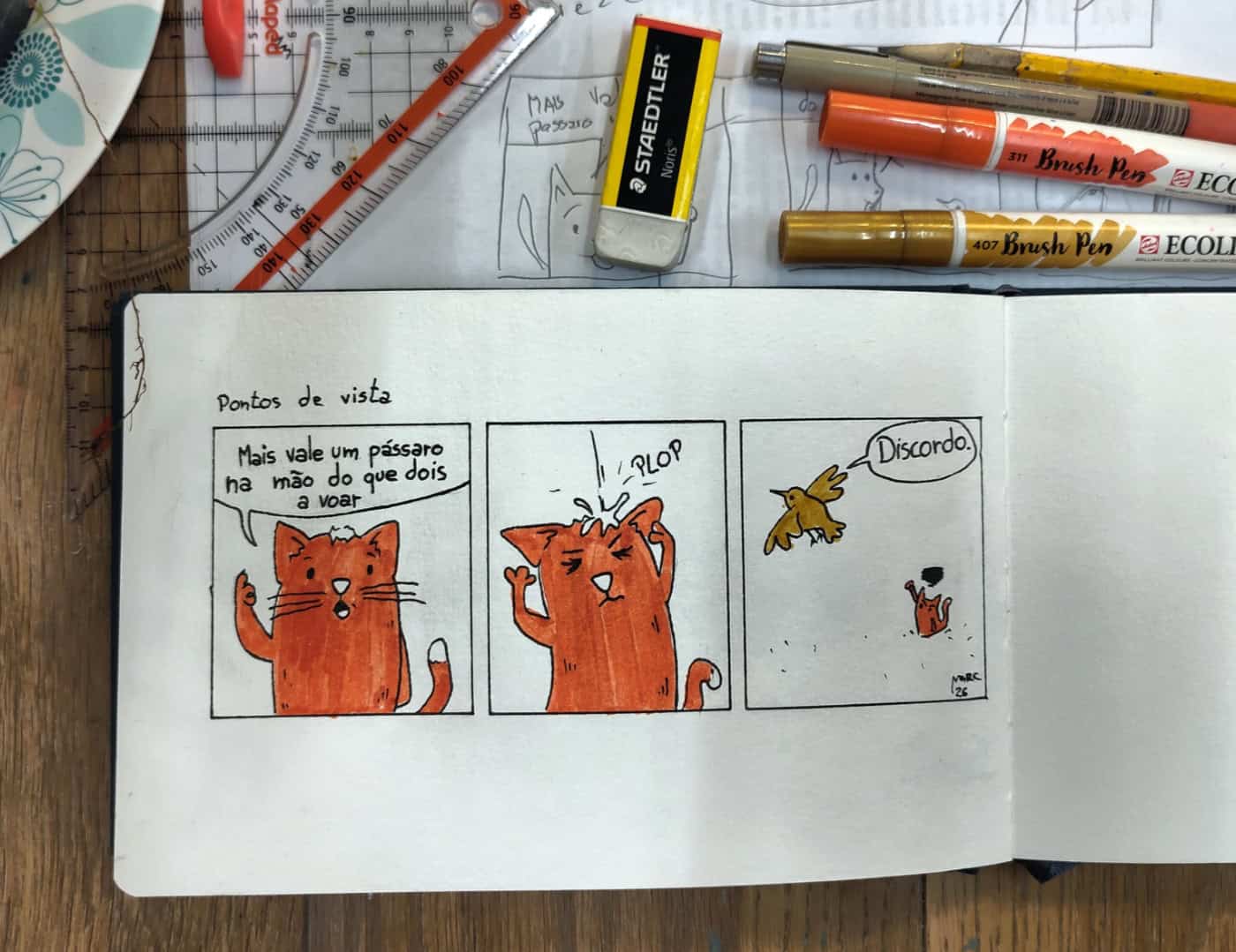 O Resultado final da primeira aula de desenho à distância